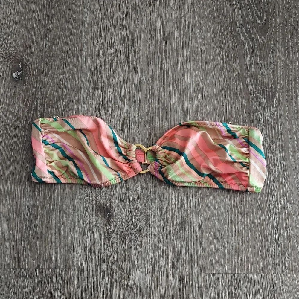 Victoria's Secret Stripe Multi Color Bikini Top Size Medium